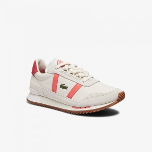 Tenis Lacoste Partner Retro Leather Mujer Beige Rosas | CZ1-24092F8