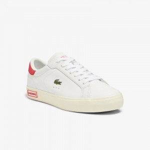 Tenis Lacoste Powercourt Leather Mujer Blancos Rosas | HL1-05570U7