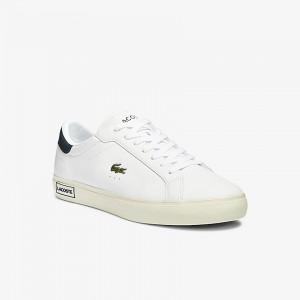 Tenis Lacoste Powercourt Smooth Leather Hombre Blancos | WK1-35183N7