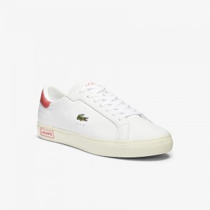 Tenis Lacoste Powercourt Smooth Leather Hombre Blancos Beige | TK1-83748K7
