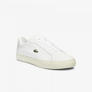 Tenis Lacoste Powercourt Smooth Leather Hombre Blancos Blancos | CC2-05630F3