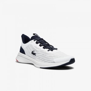 Tenis Lacoste Run Spin Textile Hombre Blancos Azul Marino | AI7-27432Q5