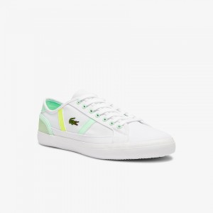 Tenis Lacoste Sideline Canvas Hombre Blancos Verdes Claro | RE5-37003Z3