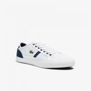 Tenis Lacoste Sideline Canvas Hombre Blancos Azul Marino | RS7-95059T1