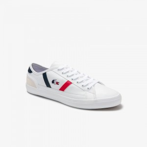 Tenis Lacoste Sideline Leather Tricolore Hombre Blancos Beige | WX9-11321I9