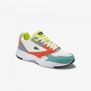 Tenis Lacoste Storm 96 LO Mesh and Leather Mujer Naranjas Verdes Claro | DY9-72797E2