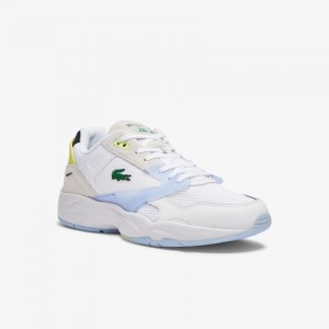 Tenis Lacoste Storm 96 LO Textile and Leather Hombre Blancos Coral | LI9-02170D8