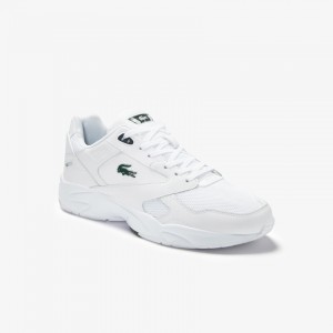 Tenis Lacoste Storm 96 LO Textile and Leather Hombre Blancos Verdes Oscuro | GX3-89358X0
