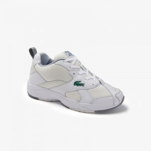 Tenis Lacoste Storm 96 Leather and Textile Hombre Blancos Blancos | EM2-73587E9