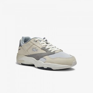 Tenis Lacoste Storm 96 Lo Nubuck Leather Hombre Beige Grises | LE9-56845A9