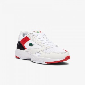 Tenis Lacoste Storm 96 Lo Synthetic and Leather Mujer Blancos Rojos | CZ9-85118G3