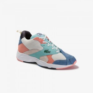Tenis Lacoste Storm 96 Mesh and Suede Hombre Blancos Azules | LU4-93189I4