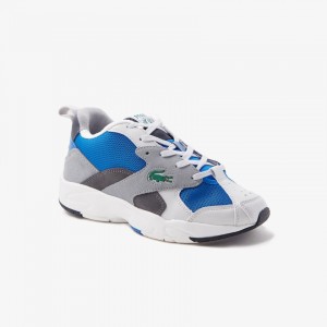 Tenis Lacoste Storm 96 Textile and Suede Hombre Grises Azules | UI1-28062D2