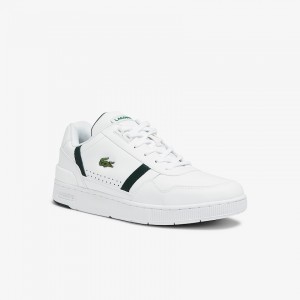 Tenis Lacoste T-Clip Leather Hombre Blancos | GZ7-29972Q6