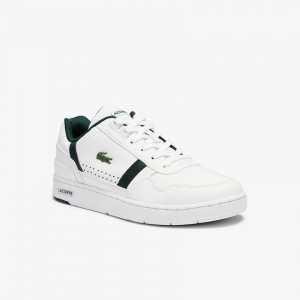Tenis Lacoste T-Clip Leather and Synthetic Perforated Mujer Blancos | ZL7-16851N4
