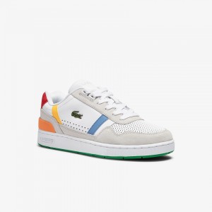 Tenis Lacoste T-Clip Leather x Polaroid Mujer Blancos Verdes | RQ1-92819V7