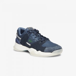 Tenis Lacoste T-Point Leather and Suede Hombre Azul Marino | ND0-56485G9