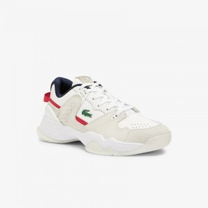 Tenis Lacoste T-Point Nubuck Leather Mujer Blancos Beige | VZ4-39823A8