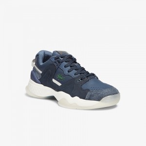 Tenis Lacoste T-Point Nubuck Leather Mujer Azul Marino | ND9-27862S1
