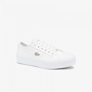 Tenis Lacoste Ziane Plus Grand Leather Mujer Blancos | WI9-52225G3