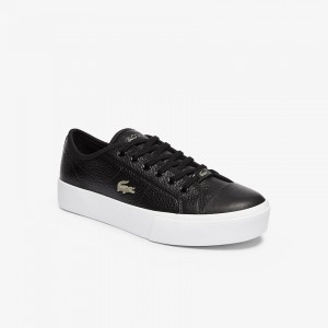 Tenis Lacoste Ziane Plus Grand Leather Mujer Negros Blancos | BD8-49814Y1