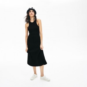 Vestido Lacoste LIVE Ribbed-Knit Long Tank Mujer Negros | DL7-21132B5