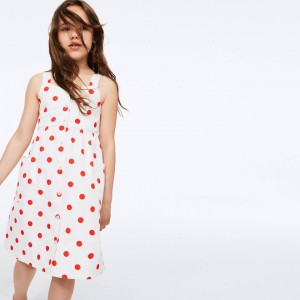 Vestido Lacoste Niños Blancos Rojos Polka Dot Cross-back BY9-07630I9