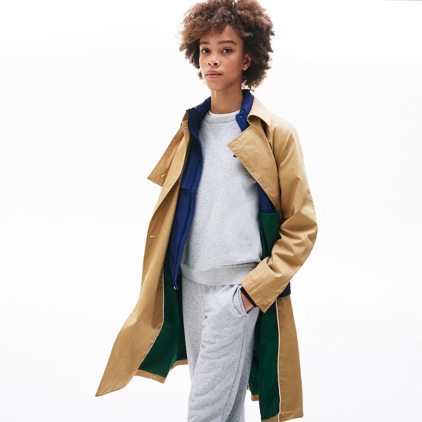 Abrigos Lacoste Contrast Belt Trench Mujer Beige | PW3-84178Y6