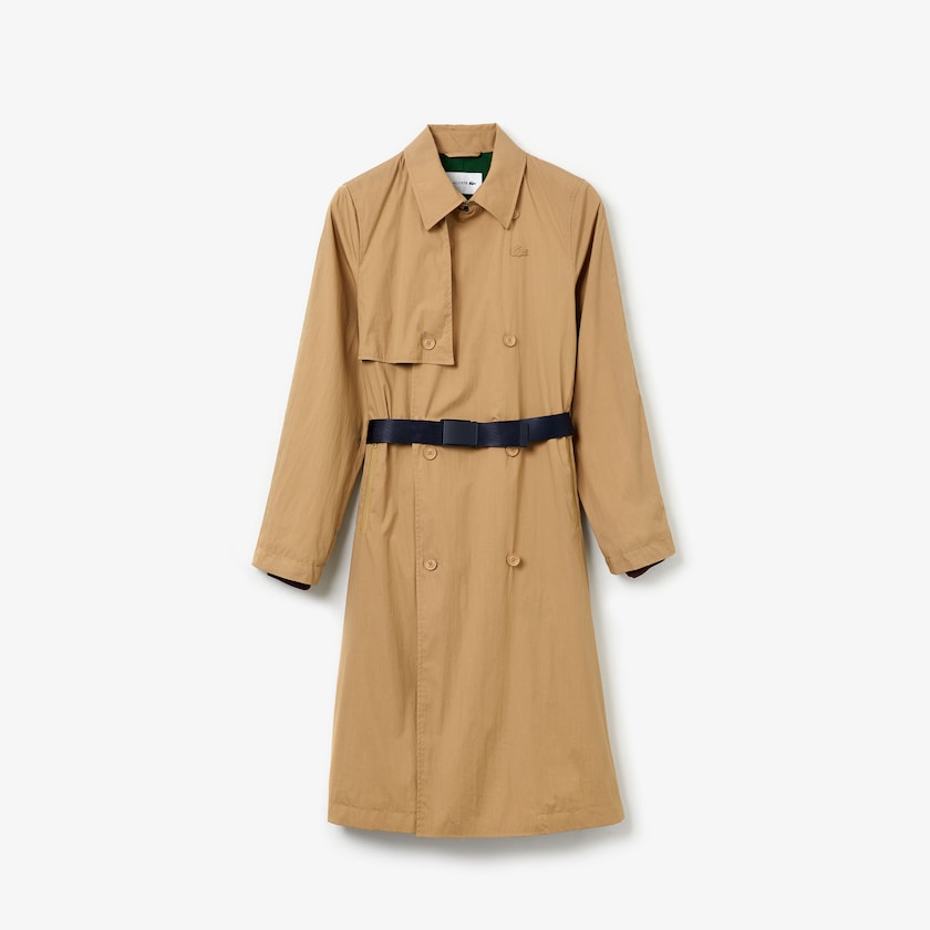 Abrigos Lacoste Contrast Belt Trench Mujer Beige | PW3-84178Y6