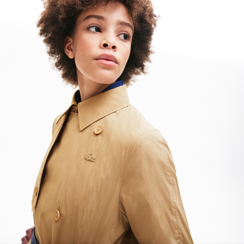 Abrigos Lacoste Contrast Belt Trench Mujer Beige | PW3-84178Y6