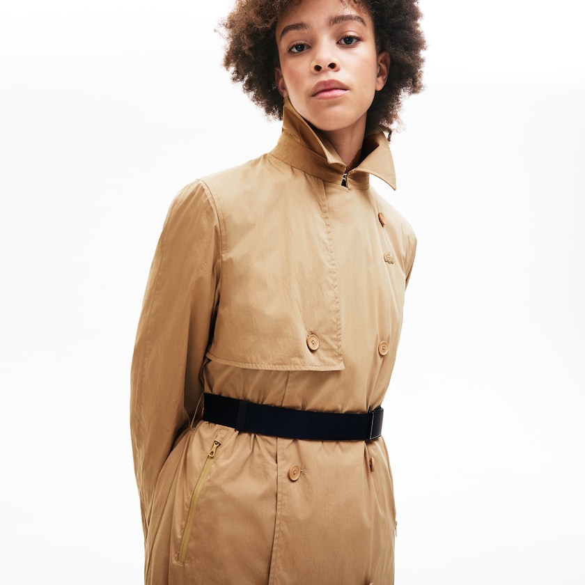 Abrigos Lacoste Contrast Belt Trench Mujer Beige | PW3-84178Y6