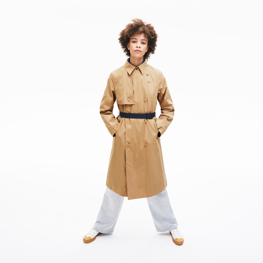 Abrigos Lacoste Contrast Belt Trench Mujer Beige | PW3-84178Y6
