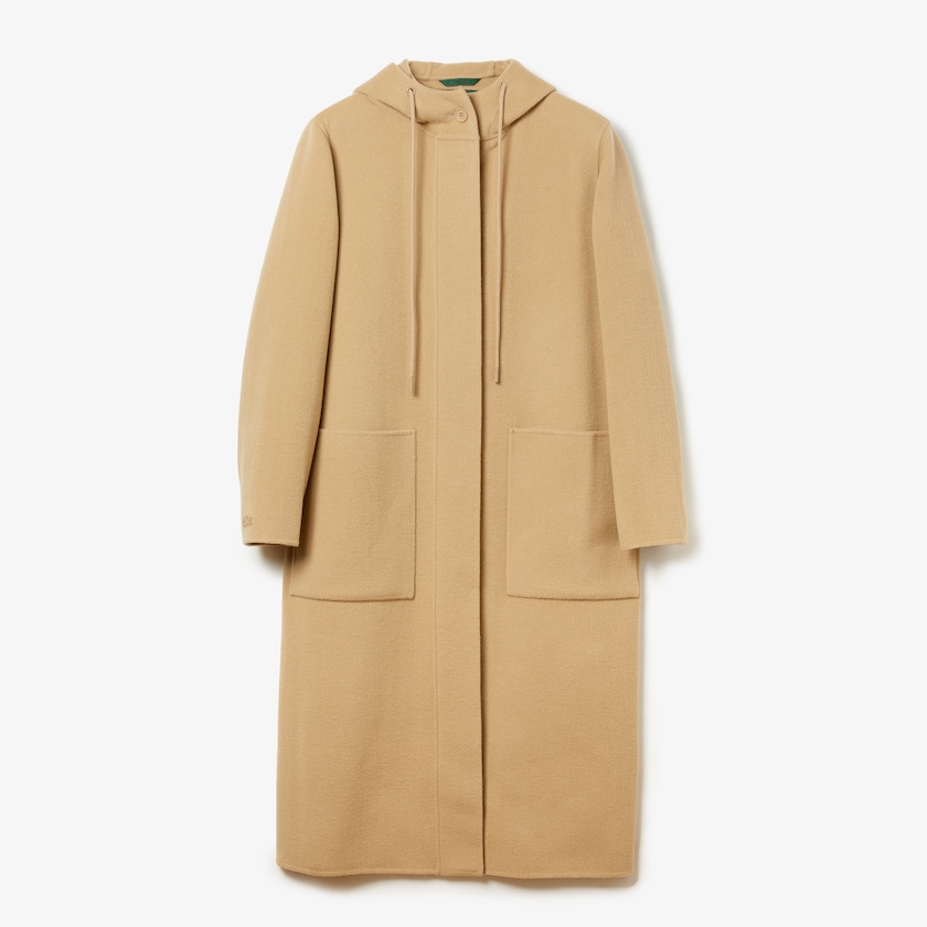 Abrigos Lacoste Hooded Zippered Long Wool Blend Mujer Beige | LH3-34233E4