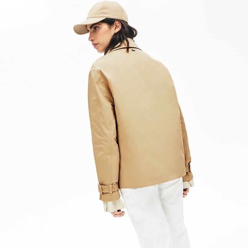 Abrigos Lacoste LIVE Contrast Hood 2-in-1 Trench Mujer Beige Azules | JA4-83888N0