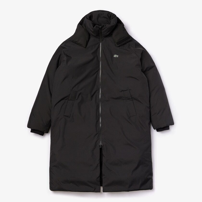 Abrigos Lacoste LIVE Hooded Water-Repellent Oversized Hombre Negros | EV1-72737G1