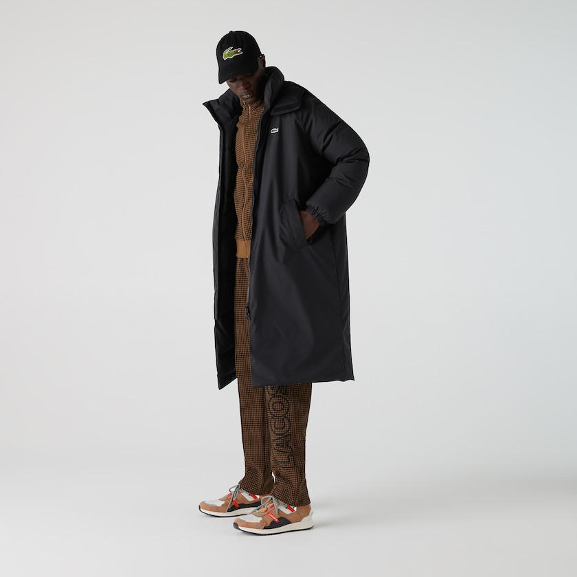 Abrigos Lacoste LIVE Hooded Water-Repellent Oversized Hombre Negros | EV1-72737G1