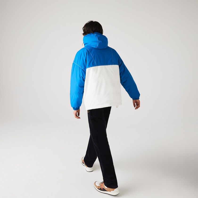 Abrigos Lacoste LIVE Light Water-Repellent Hooded Colorblock Hombre Azules Blancos | GB7-25362Y2