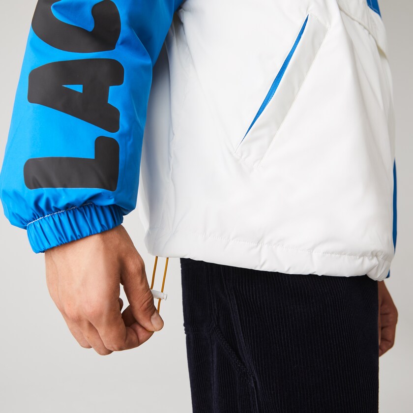Abrigos Lacoste LIVE Light Water-Repellent Hooded Colorblock Hombre Azules Blancos | GB7-25362Y2