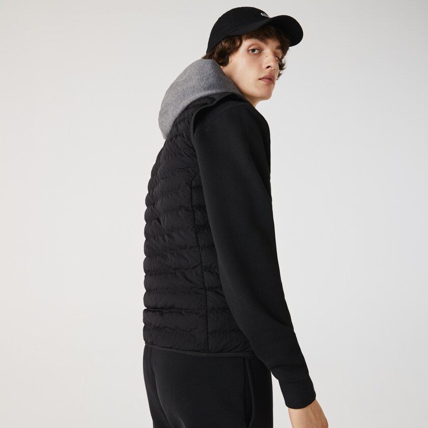 Abrigos Lacoste Lightweight Foldable Water-Resistant Puffer Hombre Negros | HQ2-76617O7
