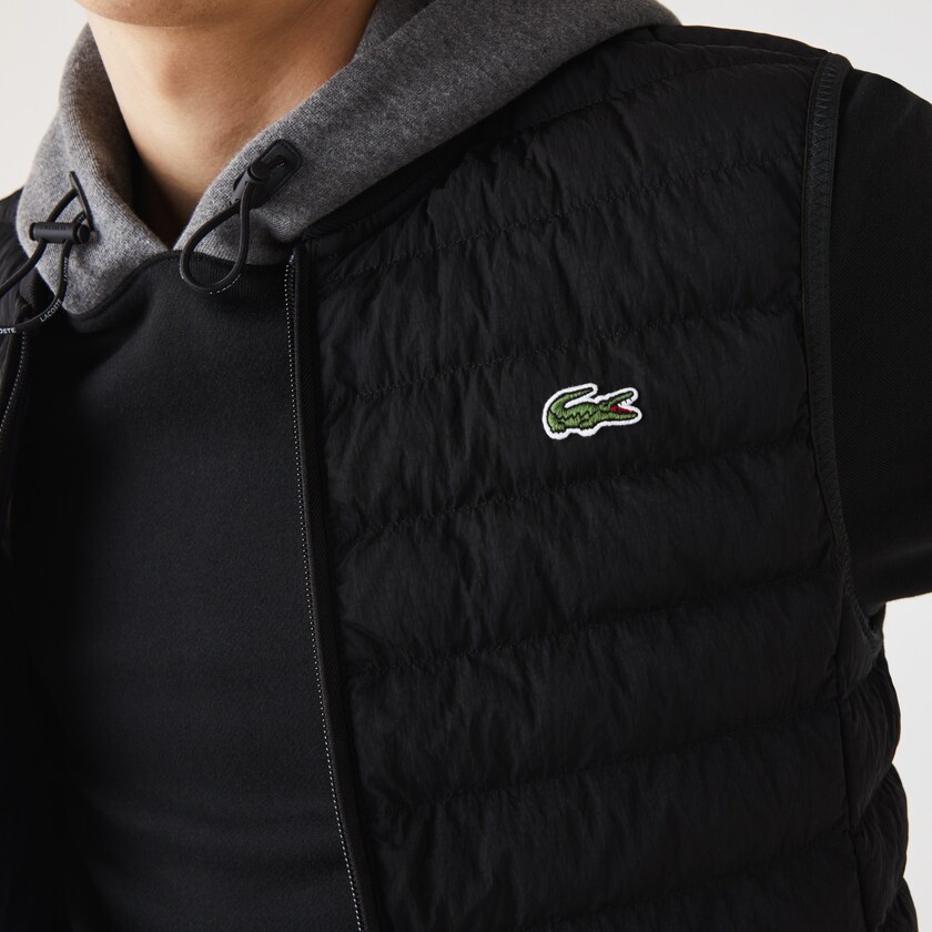 Abrigos Lacoste Lightweight Foldable Water-Resistant Puffer Hombre Negros | HQ2-76617O7