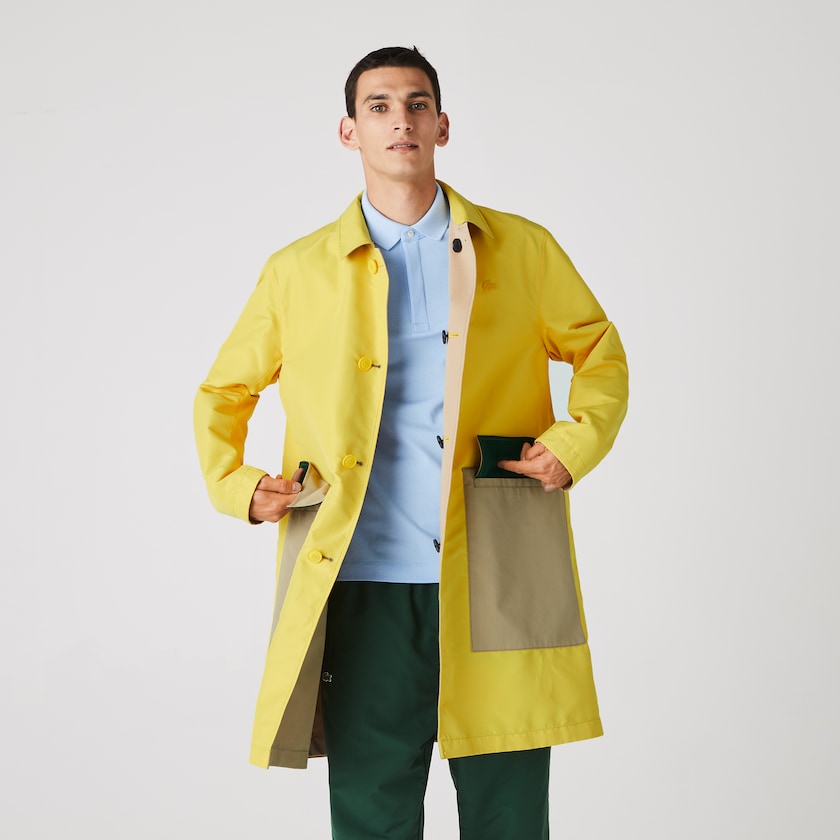 Abrigos Lacoste Lightweight Water-Resistant Reversible Twill Hombre Beige Amarillos | VR6-65496X6