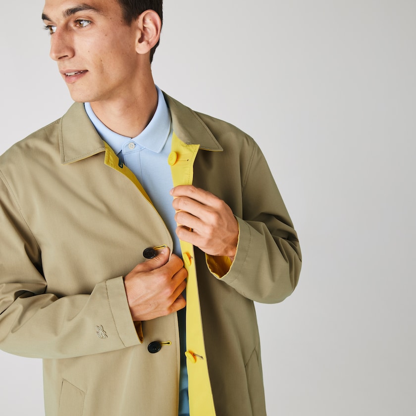 Abrigos Lacoste Lightweight Water-Resistant Reversible Twill Hombre Beige Amarillos | VR6-65496X6