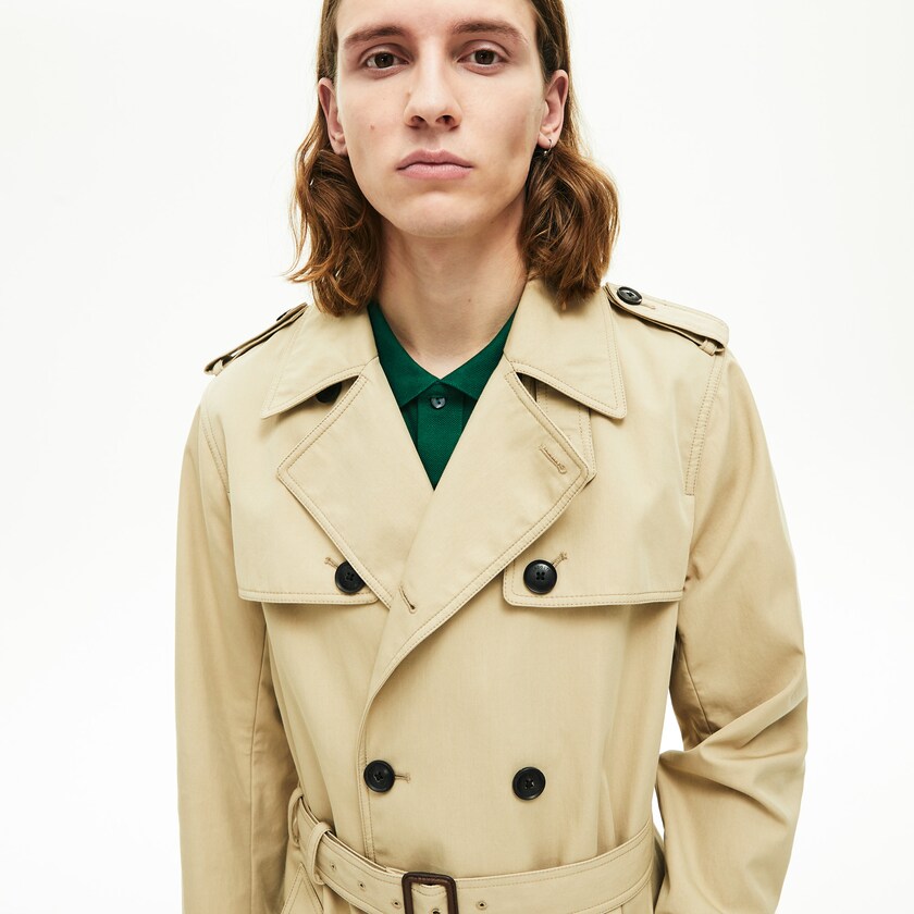Abrigos Lacoste Long Belted Cotton Trench Hombre Beige | VG6-75777V1