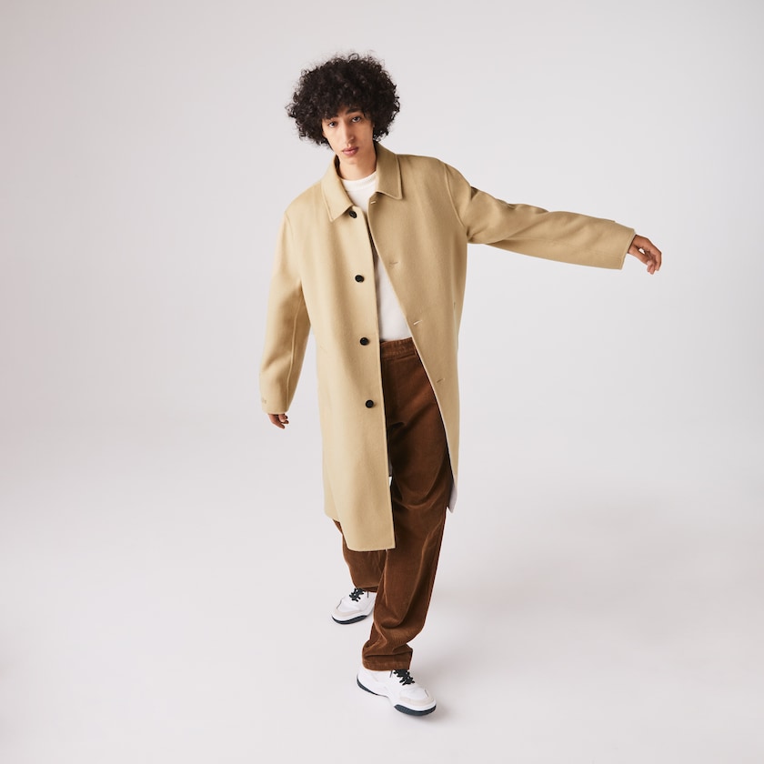 Abrigos Lacoste Long Wool Blend Straight Cut Hombre Beige Grises | UM9-58015P3