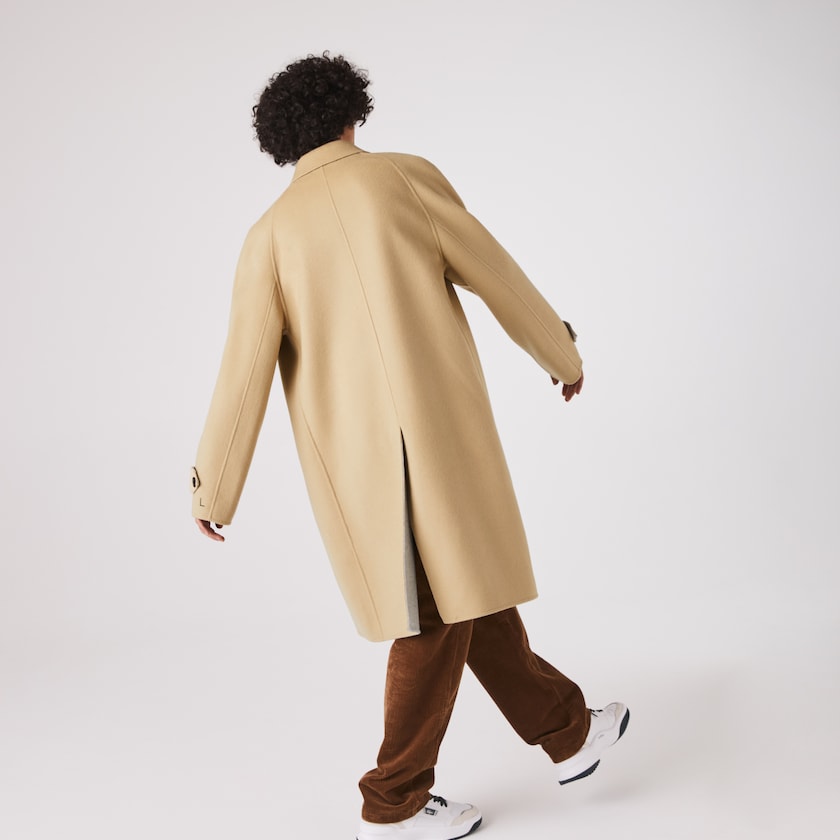 Abrigos Lacoste Long Wool Blend Straight Cut Hombre Beige Grises | UM9-58015P3