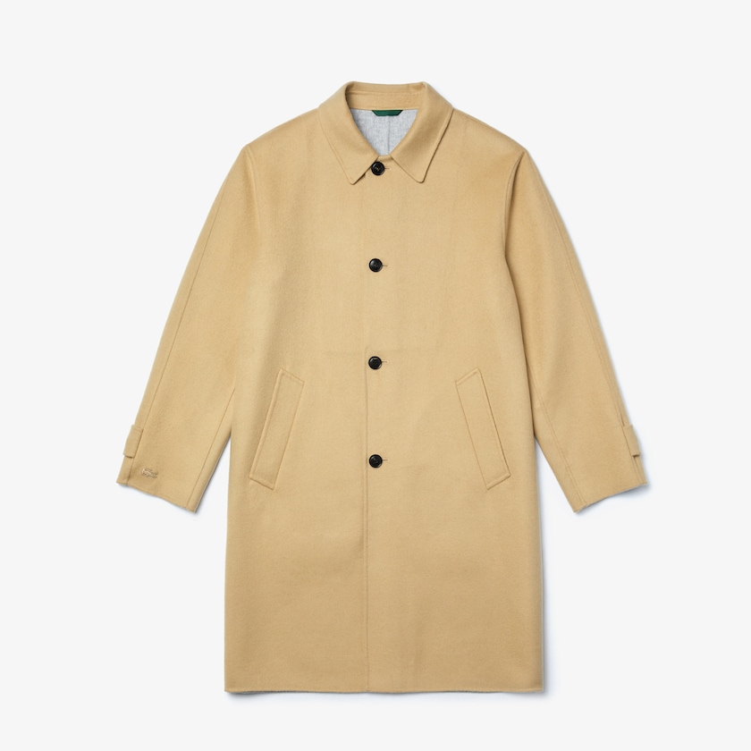 Abrigos Lacoste Long Wool Blend Straight Cut Hombre Beige Grises | UM9-58015P3