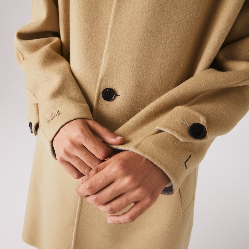 Abrigos Lacoste Long Wool Blend Straight Cut Hombre Beige Grises | UM9-58015P3
