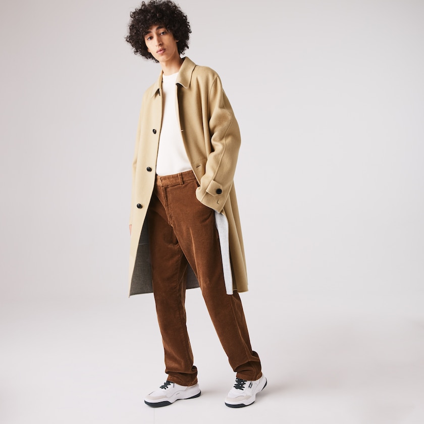 Abrigos Lacoste Long Wool Blend Straight Cut Hombre Beige Grises | UM9-58015P3