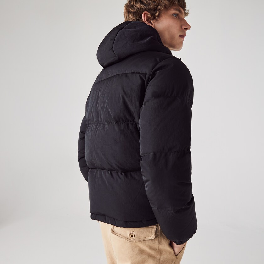 Abrigos Lacoste Short Lightweight Water-Resistant Puffer Hombre Negros | UI3-80568J7