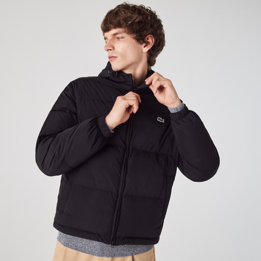 Abrigos Lacoste Short Lightweight Water-Resistant Puffer Hombre Negros | UI3-80568J7